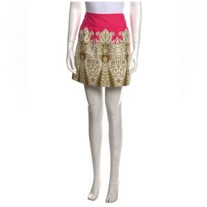 Tibi A Line Paisley Patterned Pink Mini Skirt size 6